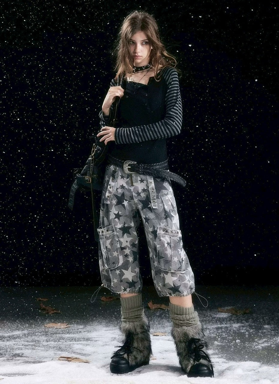 【Cest Nous】Asymmetric henley neck top / 【セヌー】ボーダースリーブ長袖Ｔシャツ