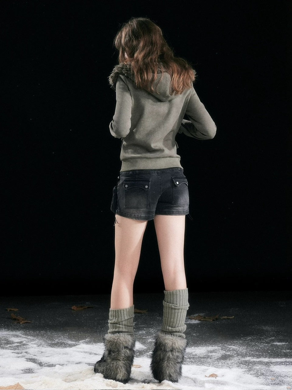 【Cest Nous】Bloom-style denim shorts / 【セヌー】レースアップリベットショートデニムパンツ