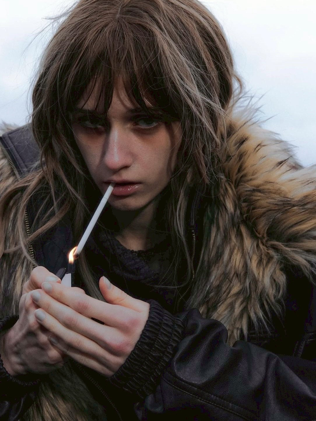 【Cest Nous】Oversize Fur collar Jacket / 【セヌー】オーバーサイズファーカラーコーティングジャケット