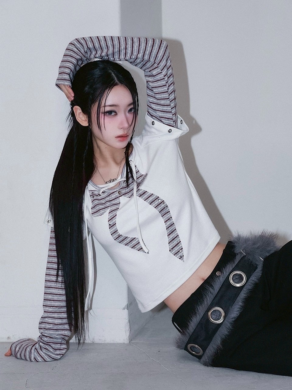 1/2 20:00発売【CHERRYQUIRI】punky bow layered tee