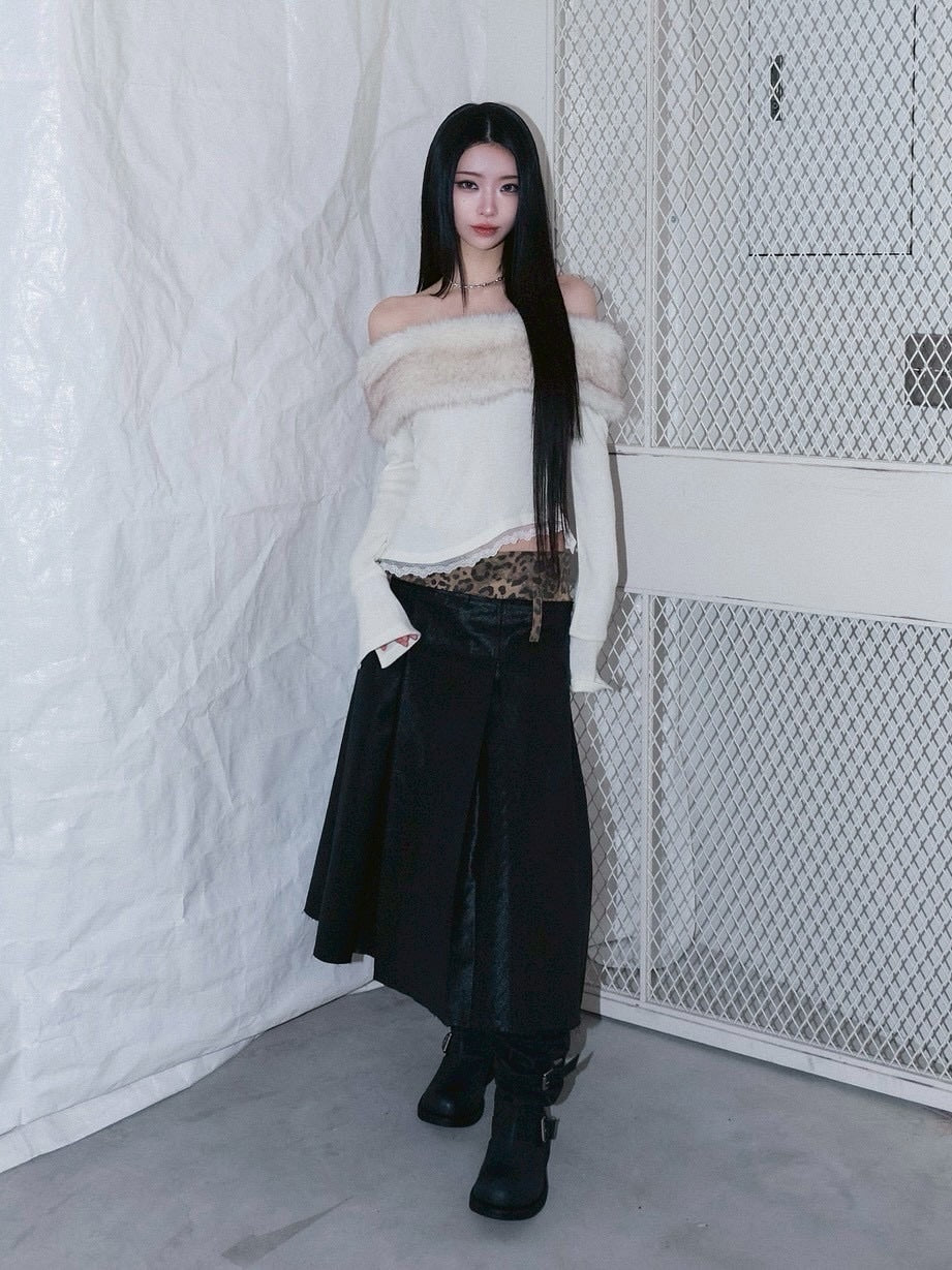 1/2 20;00発売【CHERRYQUIRI】leopard long pleats wrap sk