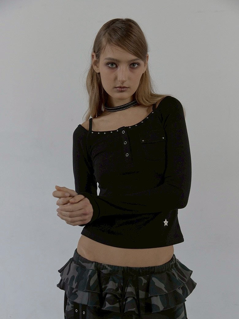 【SETUP‐EXE】SLEEVELESS LAYERED TOP / 【セットアップエグゼ】キャミレイヤード長袖Tシャツ