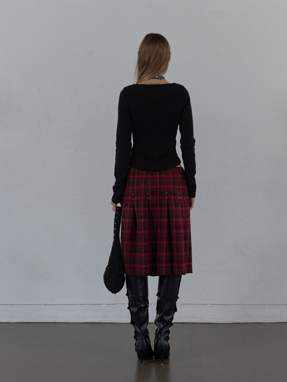 【SETUP‐EXE】CHECK BUCKLE WRAP SKIRT / 【セットアップエグゼ】ベルトチェックラップスカート