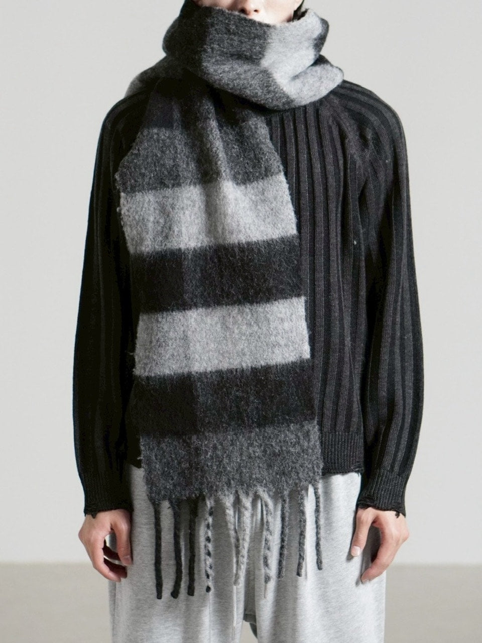 受注制【Chikashitsu +】wool check muffler / 【チカシツプラス】ウールチェックマフラー (2color)