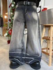 【LUV CODE】heavily washed denim wide pants