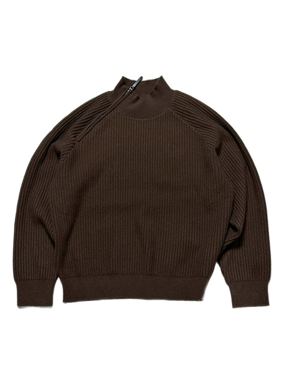 受注制【Chikashitsu +】shoulder zipper rib knit / 【チカシツプラス】ショルダージッパーリブニット (3color)