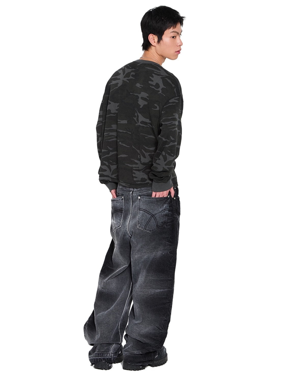 【AAKAM】Waffle Camouflage Long Sleeve