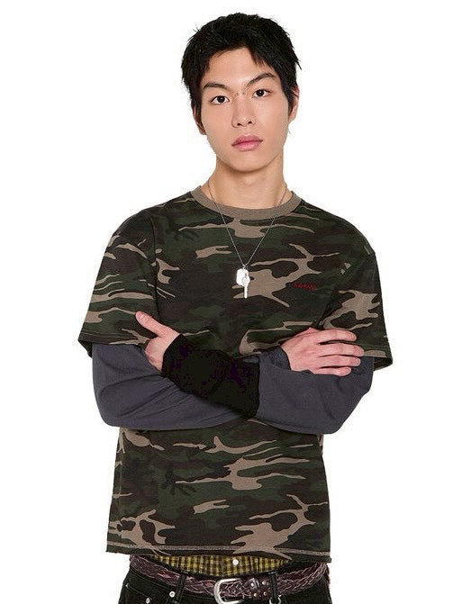 【AAKAM】Camouflage layered Long Sleeve