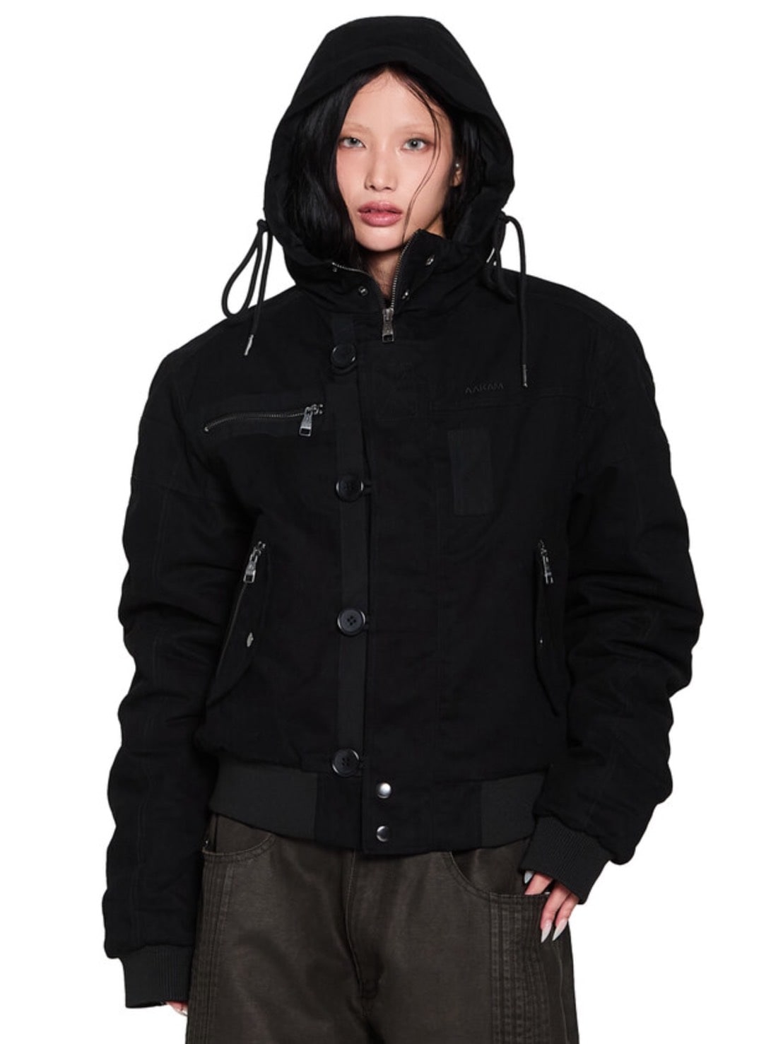 【AAKAM】Button Placket Cotton Ma-1 Jacket