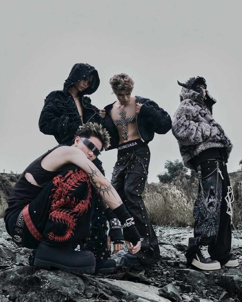 2/28 20:00発売【UNIZ】Egypt Coated Flare Pants / 【ユニズ】スタッズデニムフレアパンツ
