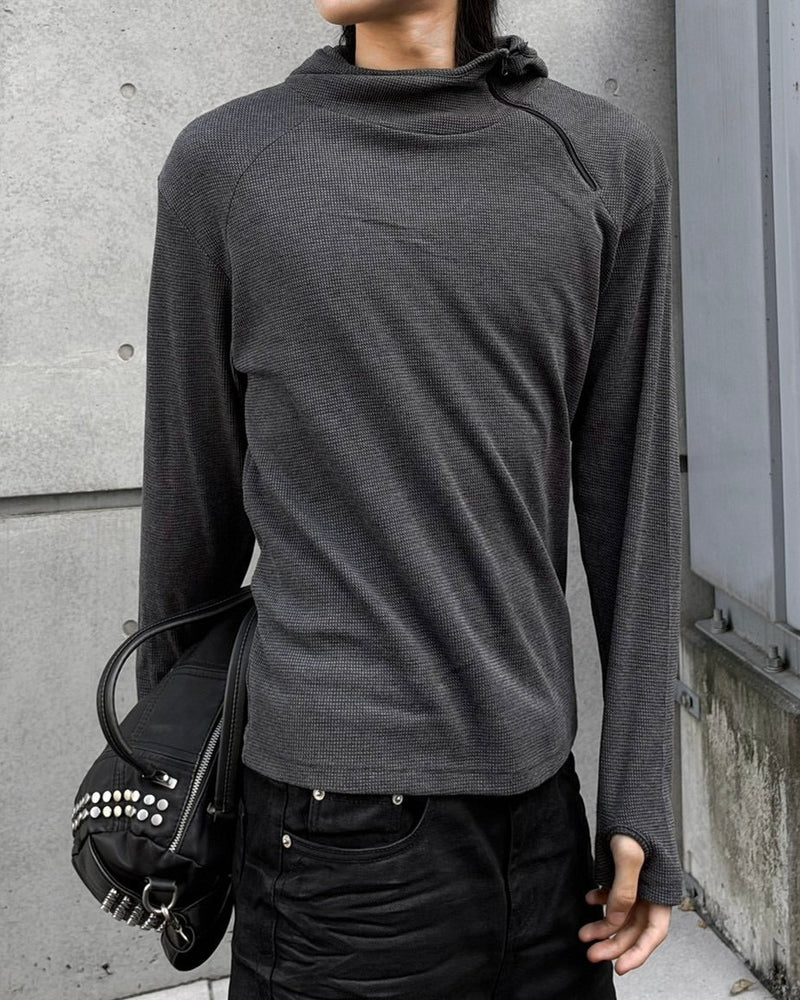 受注制【nmtc+】Diagonal Zip Hood Top (3color)
