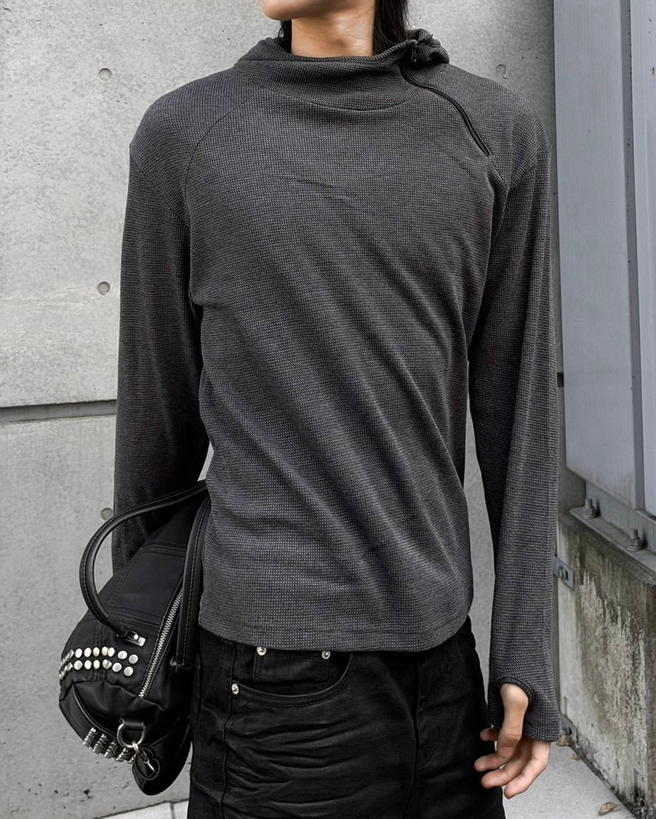 受注制【nmtc+】Diagonal Zip Hood Top (3color)
