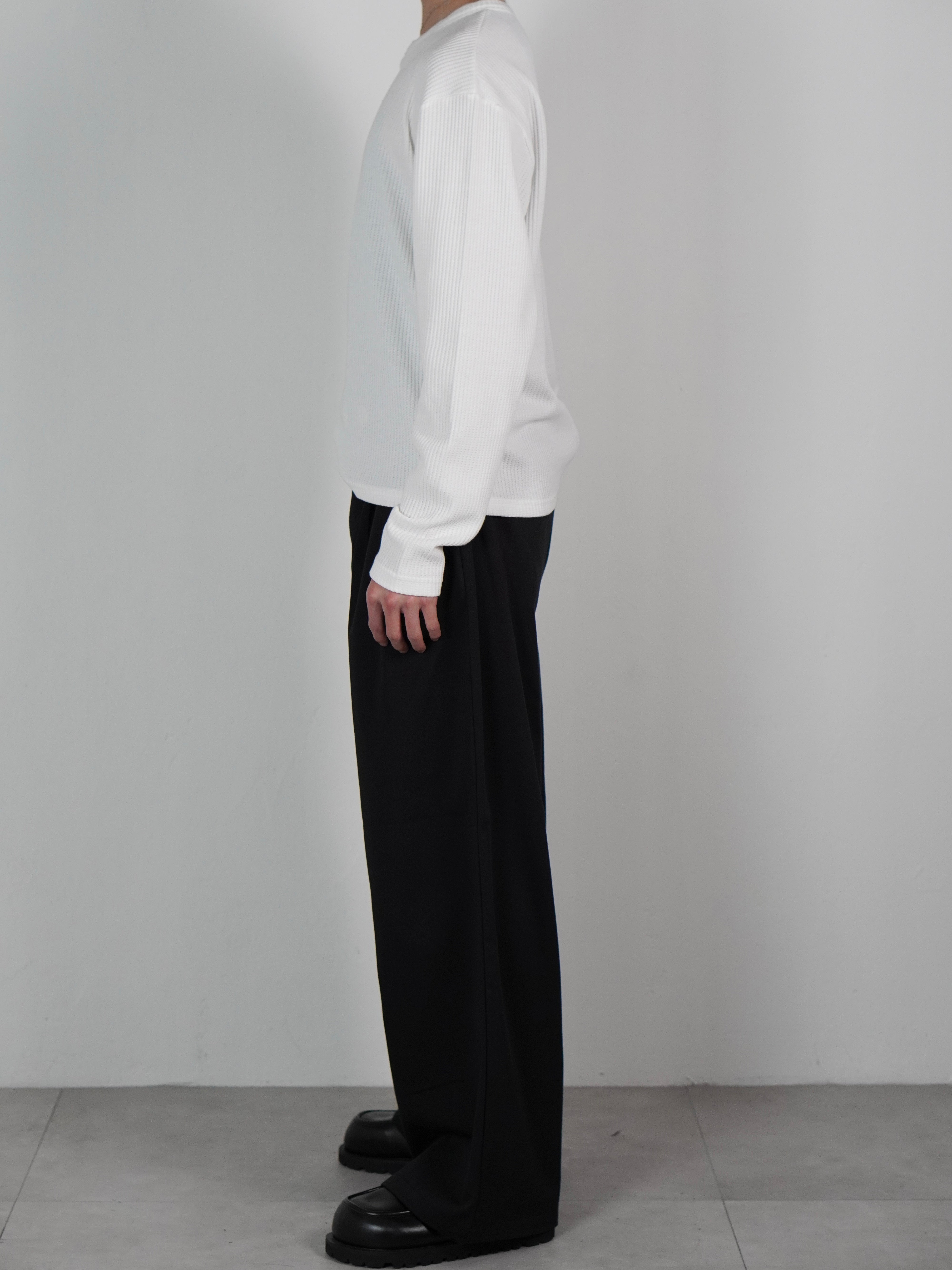 受注制【Chikashitsu +】metal zip waffle long sleeve (2color)