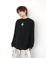 国際配送【LUV CODE】Cross distressed long sleeve