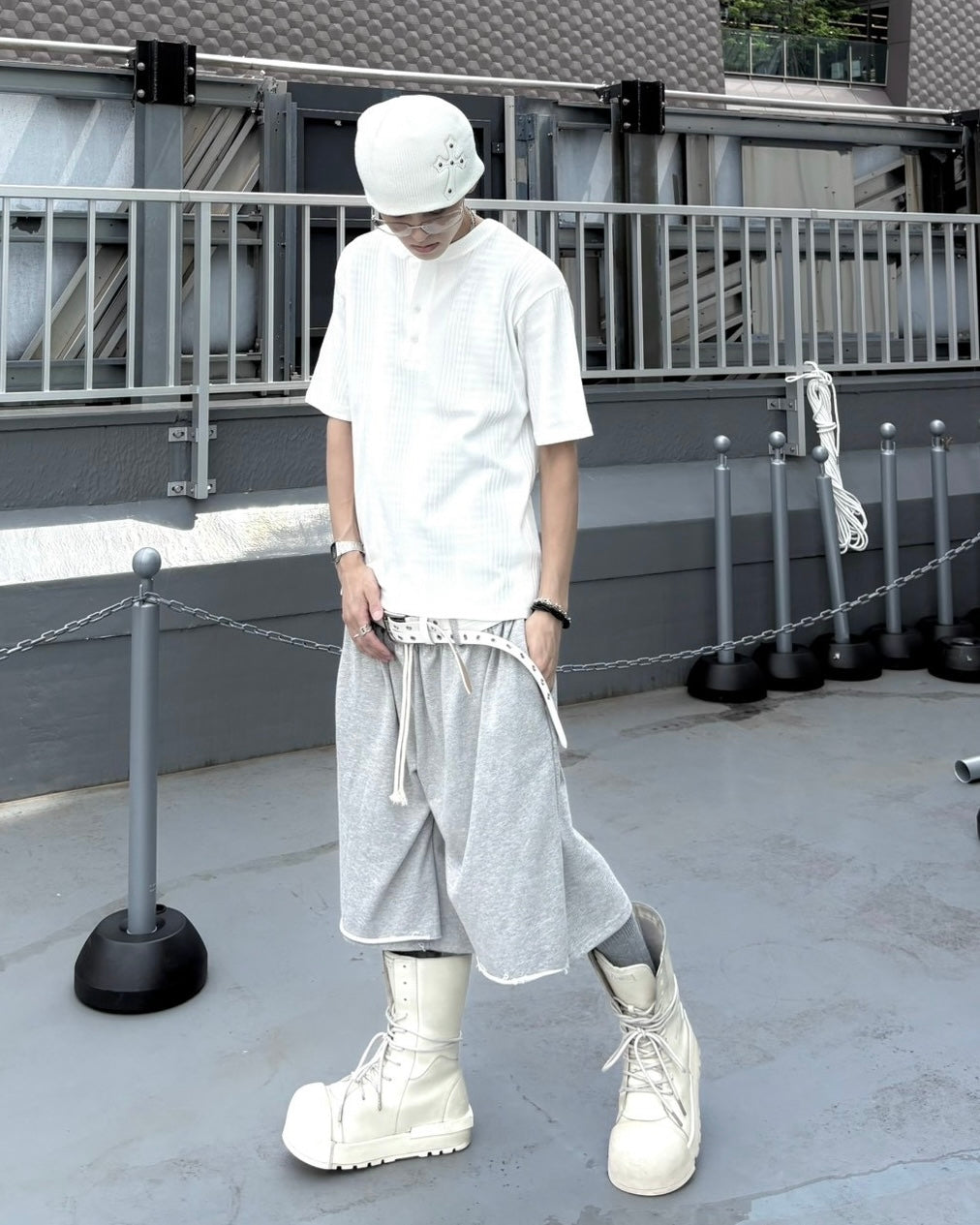 受注制【nmtc+】Ribbed Henley Neck Tee (3color)