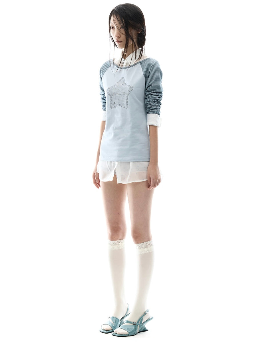 【OJOS】Stripe Raglan Long Sleeve