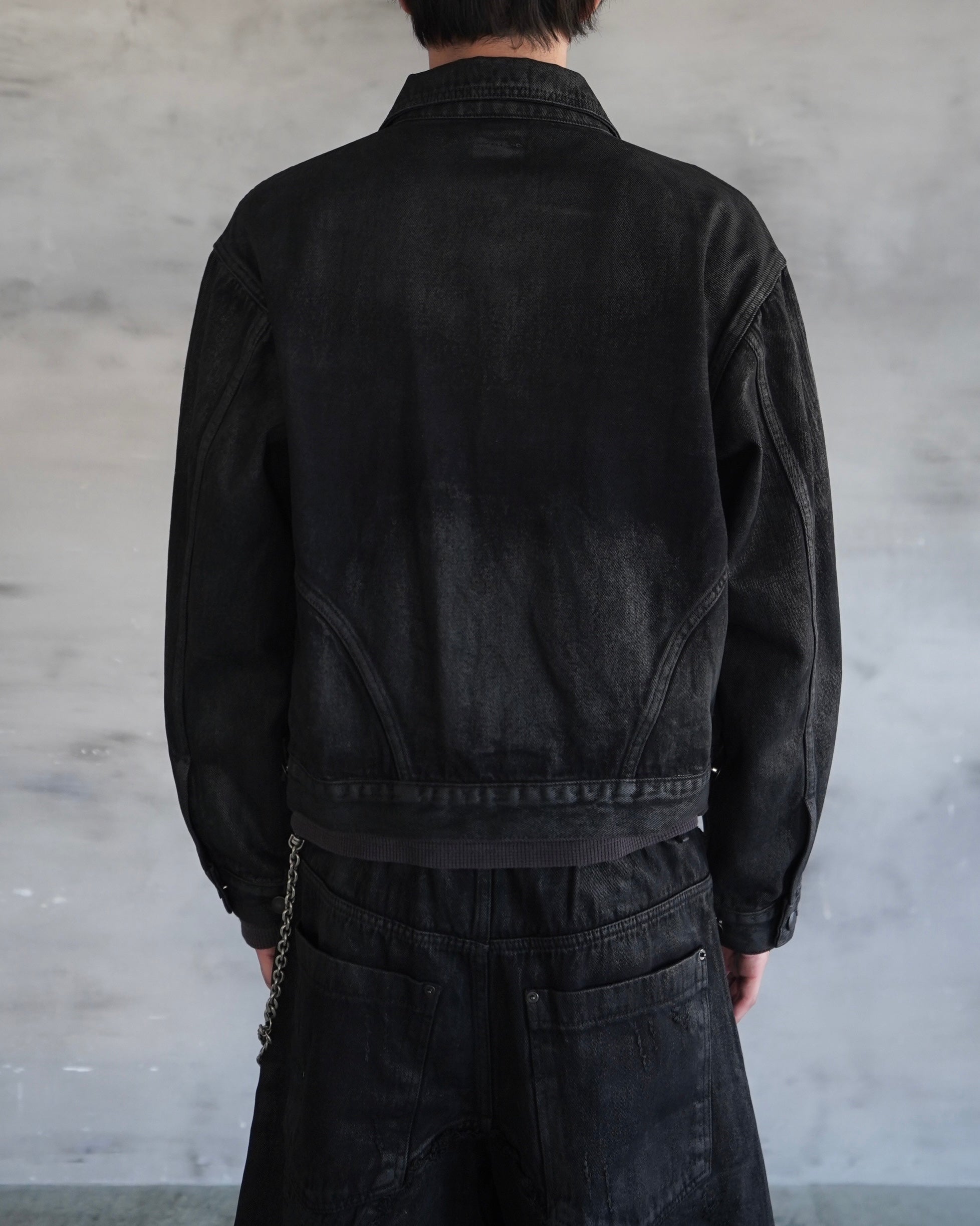 【CHIKASHITSU PLUS HIGH】Washed coating denim jacket