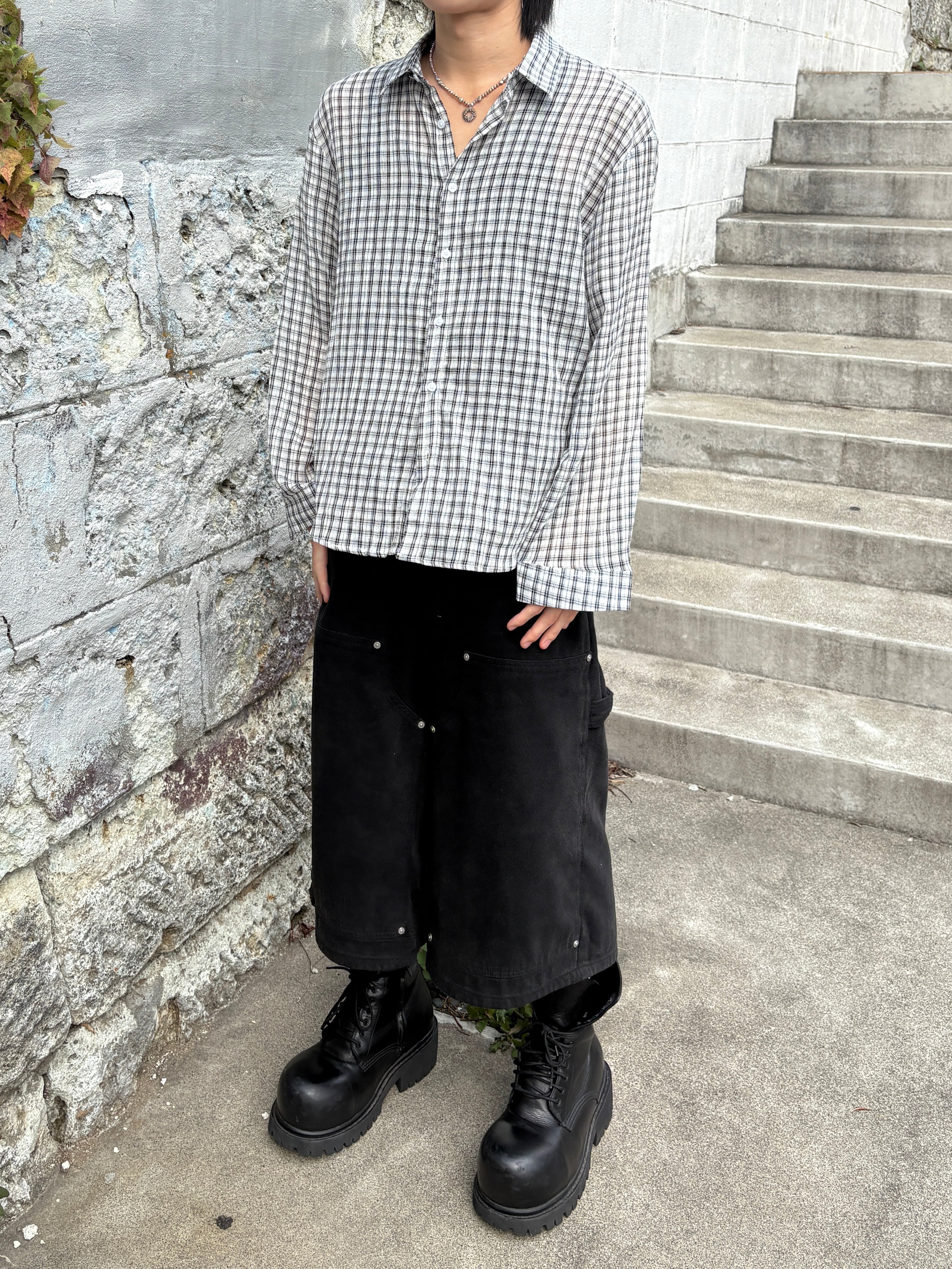 受注制【youll】sheer check shirt (3color)