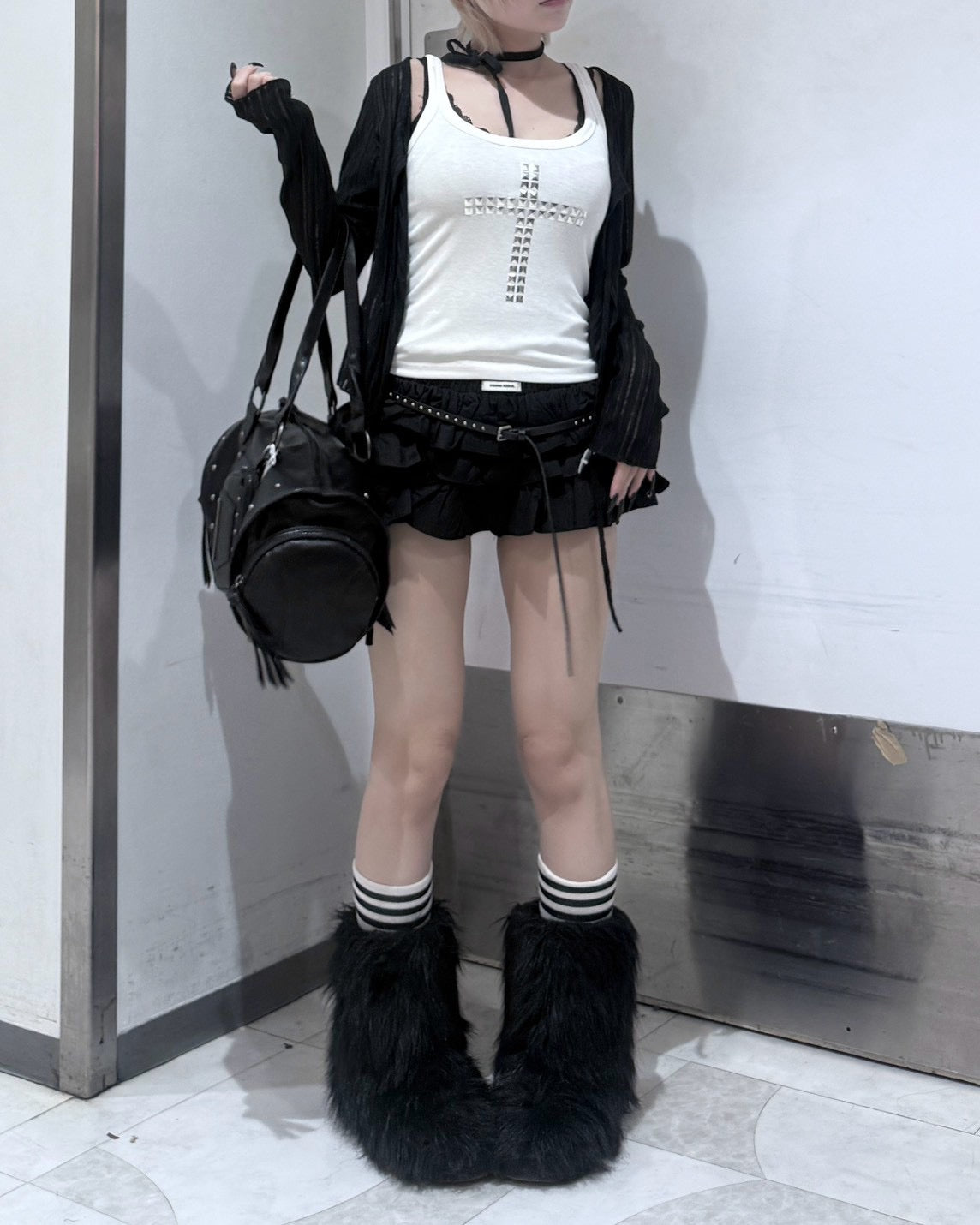 受注制【nmtc+】Cross Studded Slim Tank top (2color)