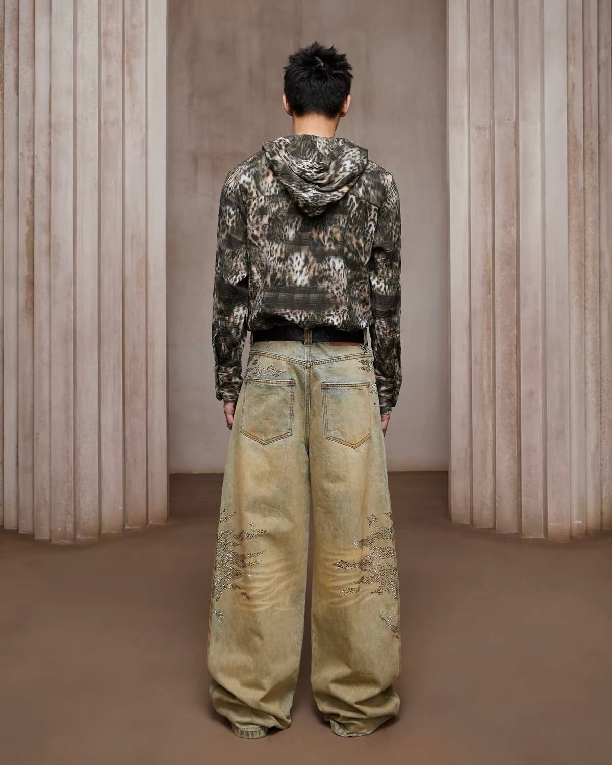 【DND4DES】Rhinestone Dirty Wash Denim Pants