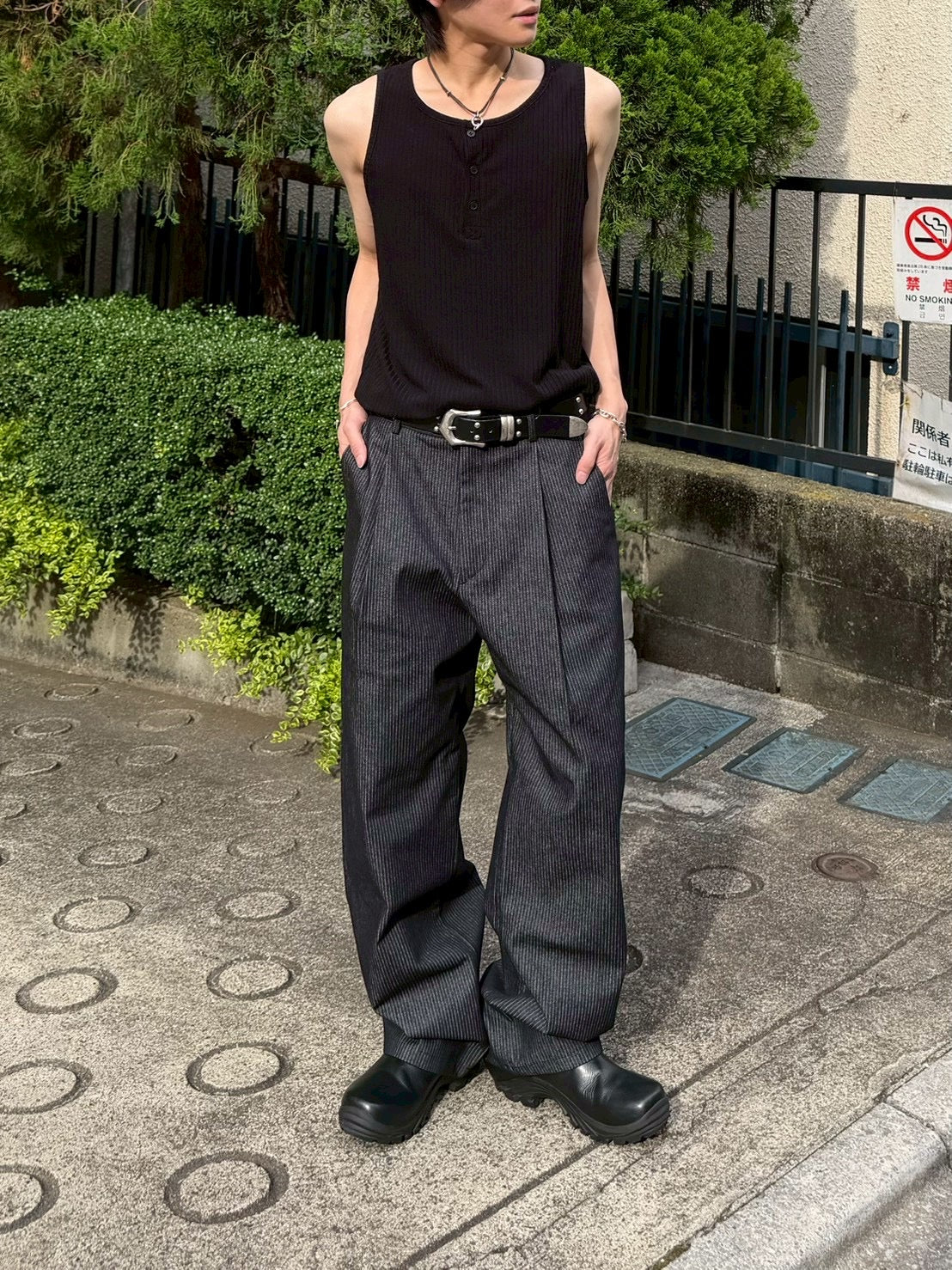 東京店WEB限定受注制【Chikashitsu +】soft rib henley sleeveless (2color)