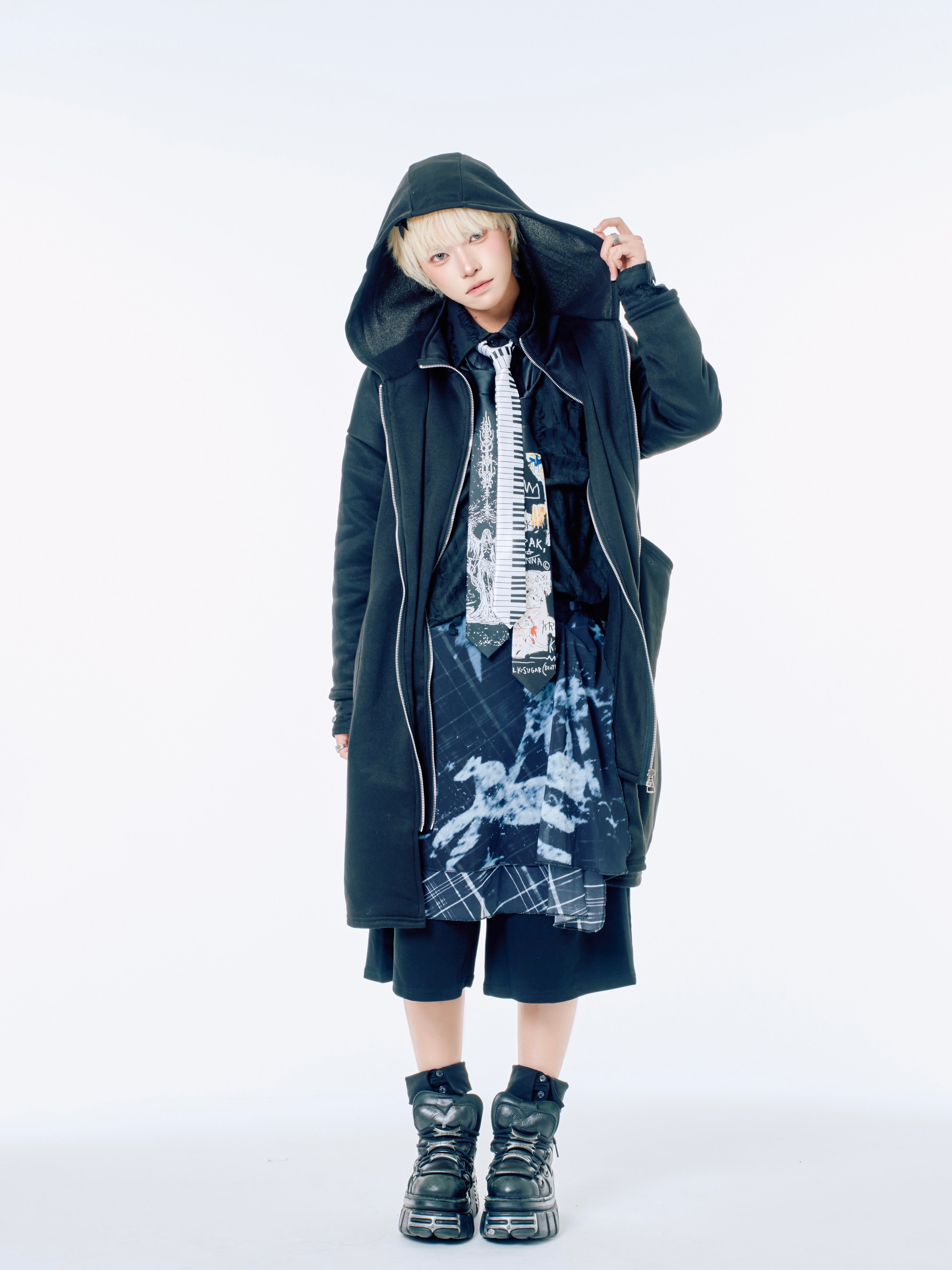 国際配送【Nerd out XU】drawing design necktie / 【ナードアウトエックスユー】ドローイングデザインネクタイ