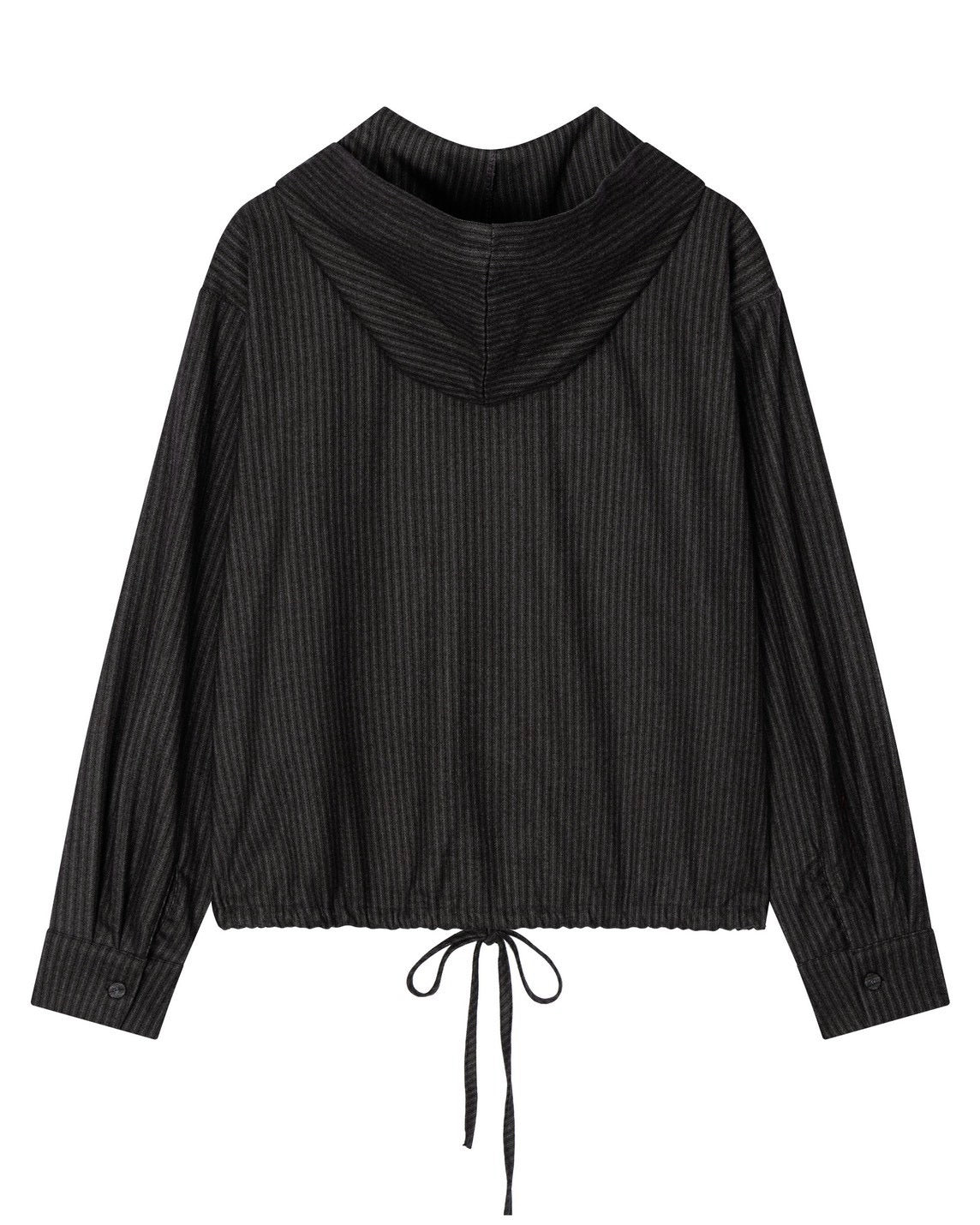【Uglyshadow】STRIPE RUFFLE HOODED SHIRT