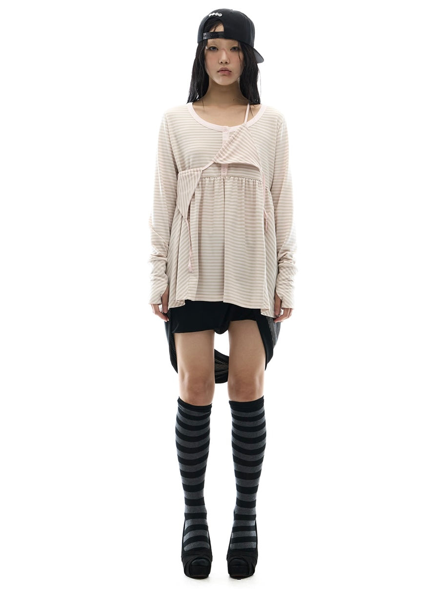 【OJOS】Layered Bra Flare Top