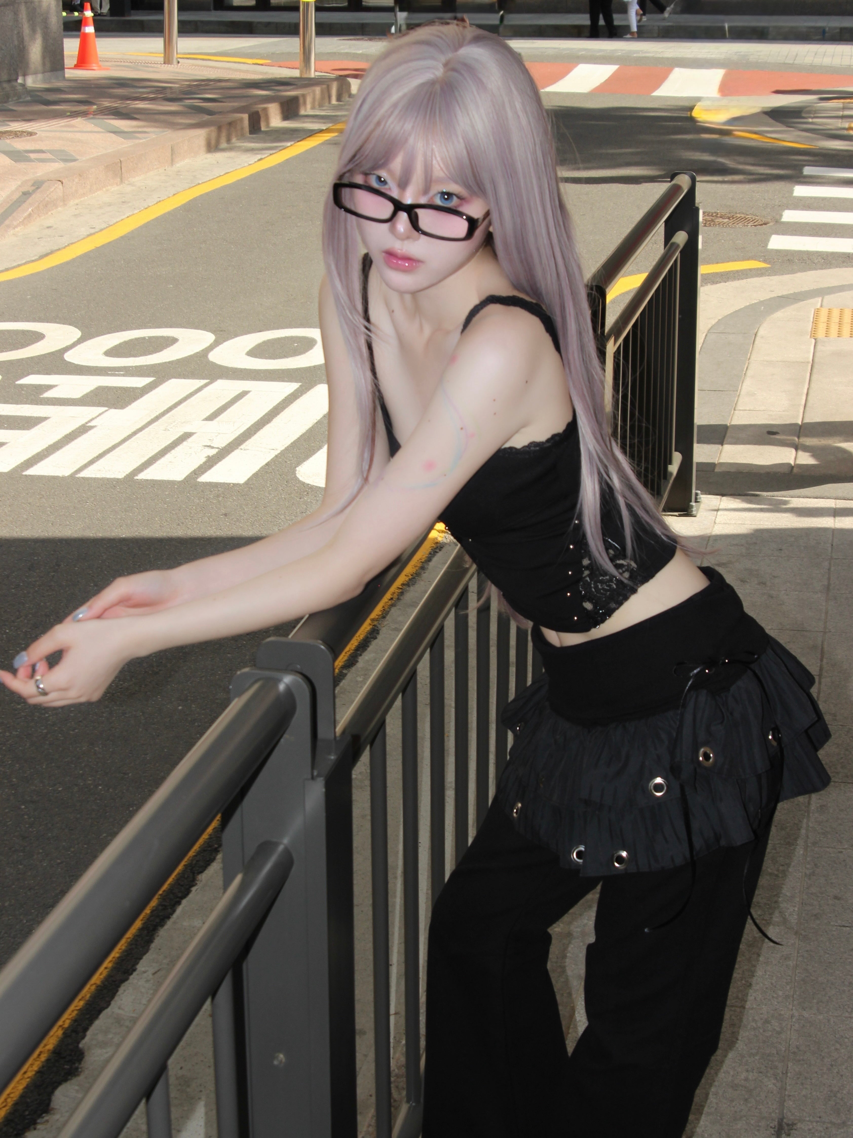 【CHERRYQUIRI】Soft Punk Eyelet Skirt