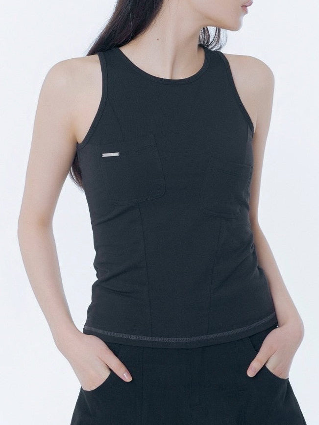 【Miseki seoul】Pocket pointed sleeveless
