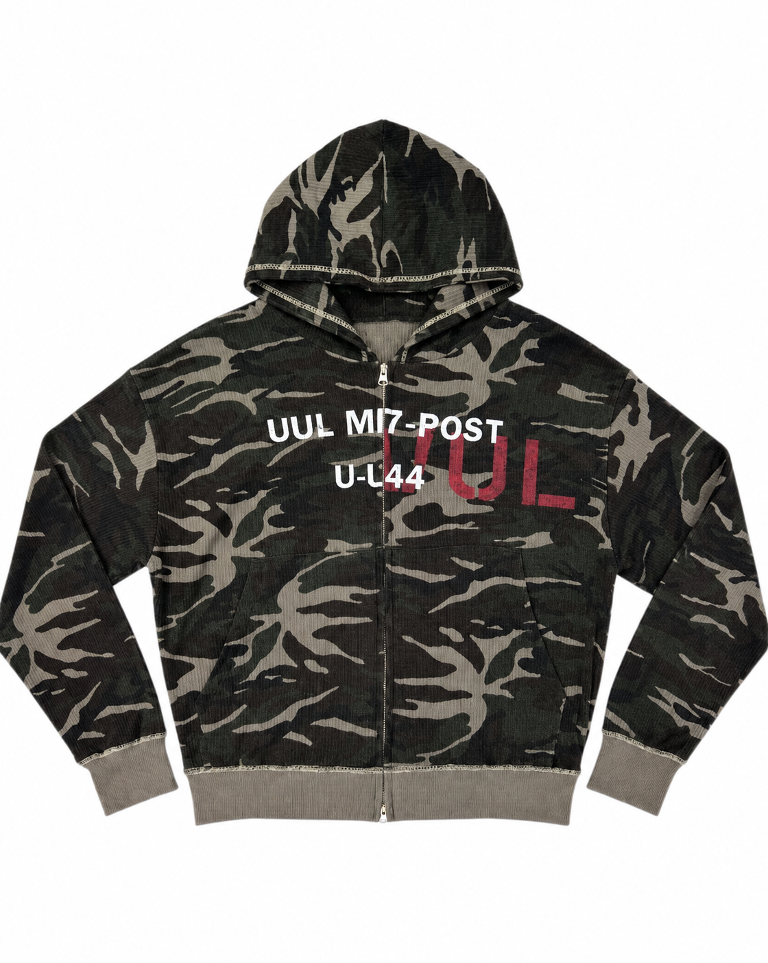 受注制【Never mind the XU】MILITARY CAMO THERMAL ZIP HOODIE (2color)