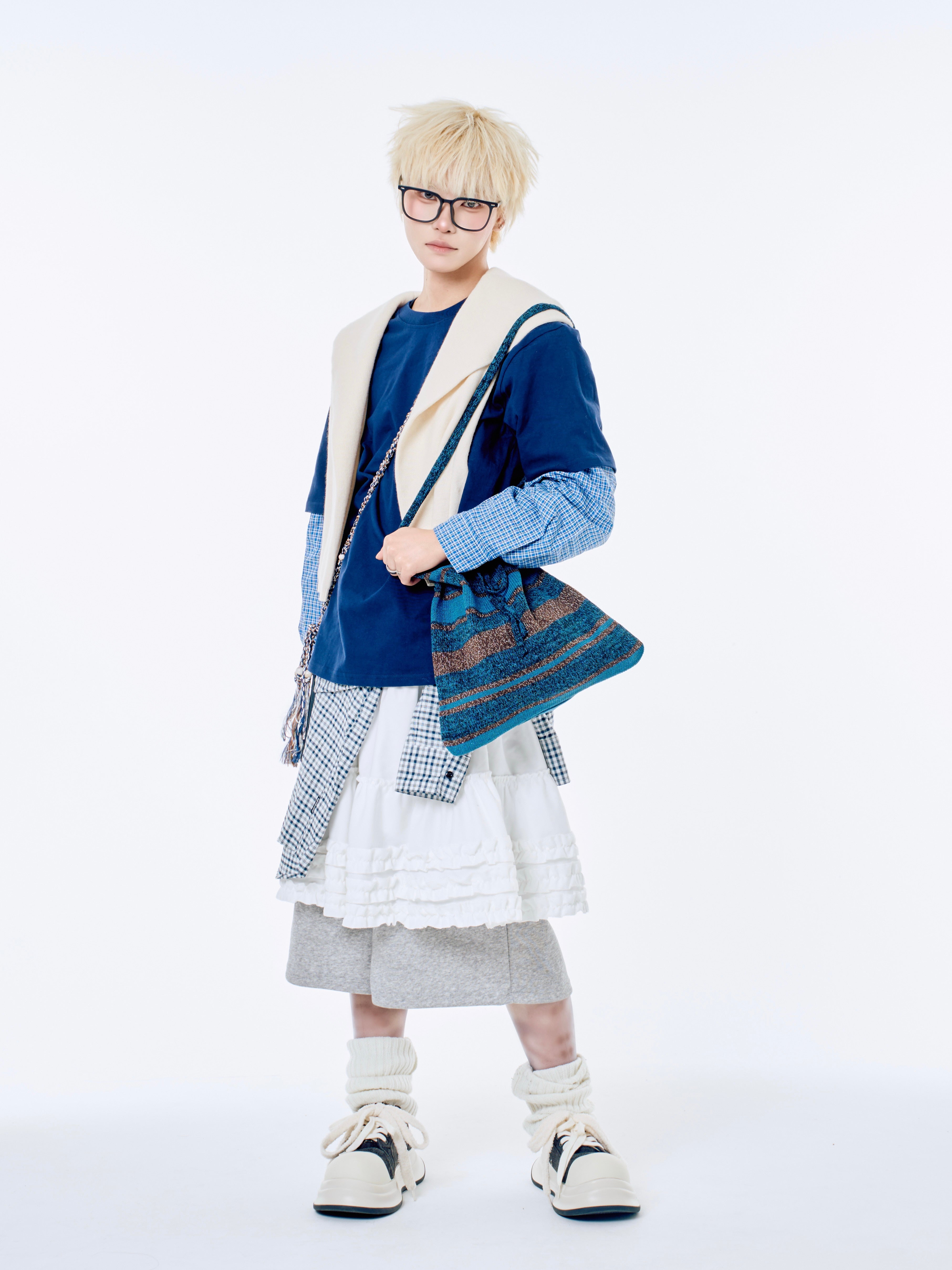 国際配送【Nerd out XU】midium frill banding skirt (3color)