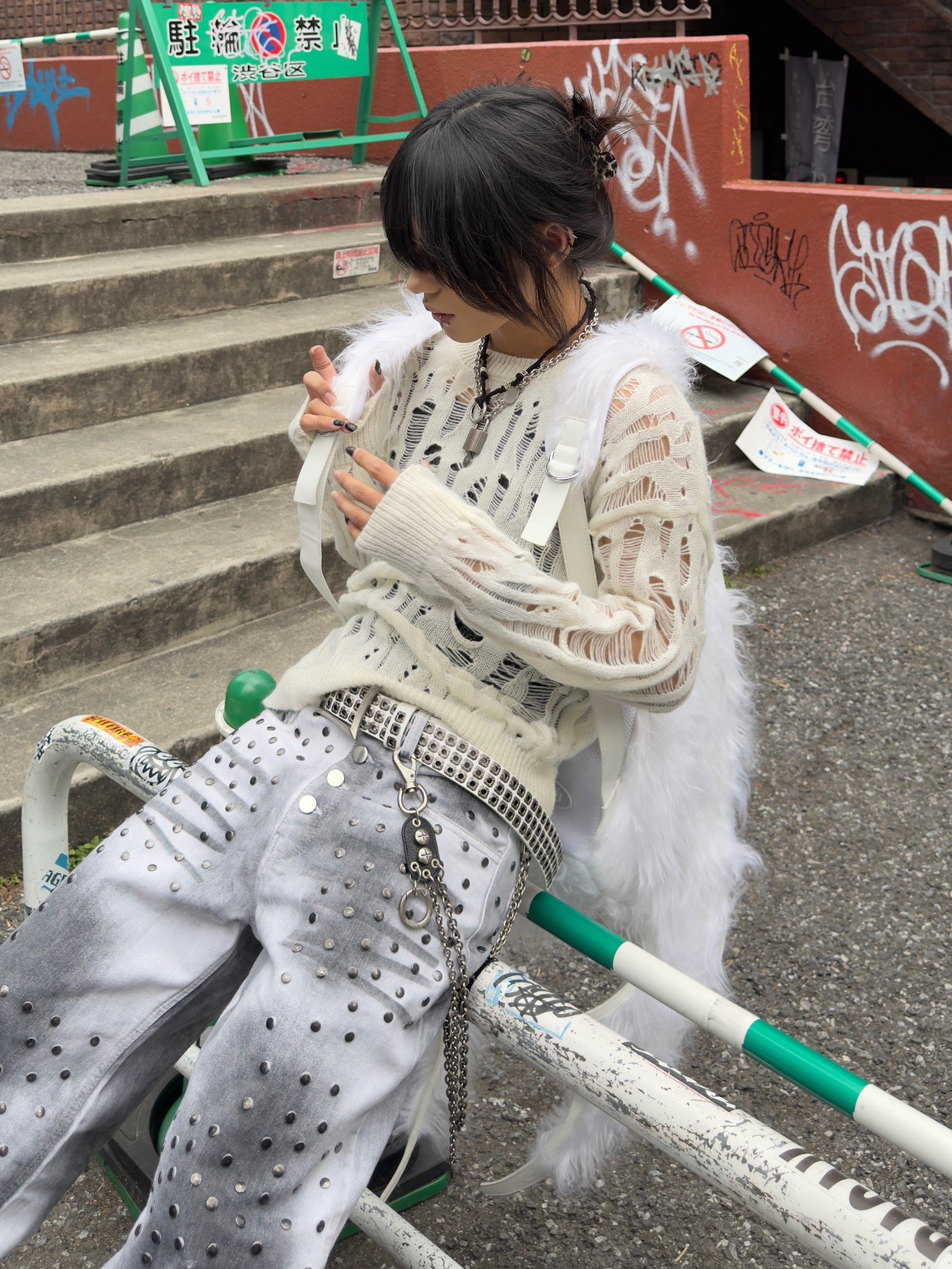 国際配送【Never mind the XU】damage loose knit