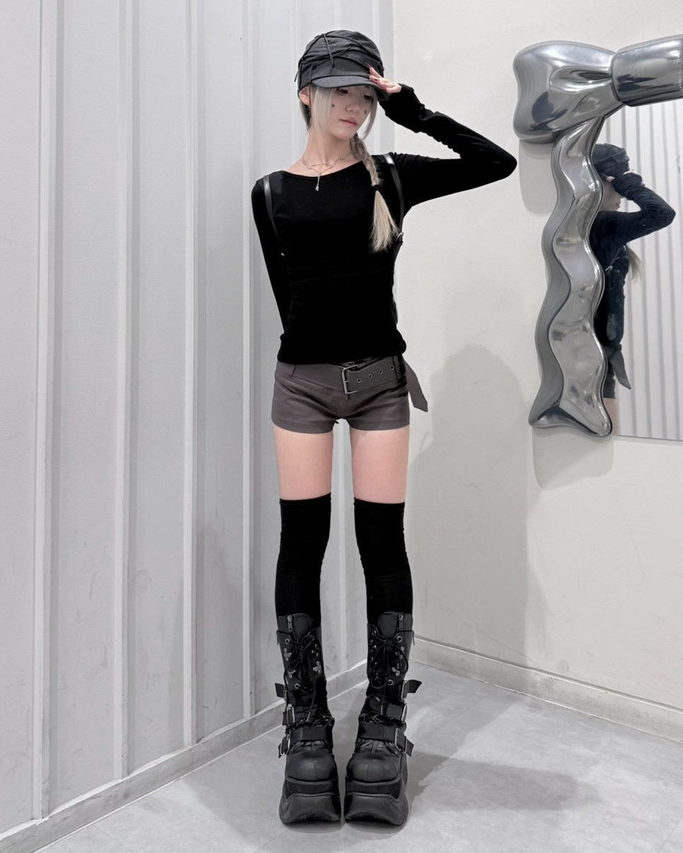 受注制【nmtc+】Belted Low-Rise Shorts (2color)