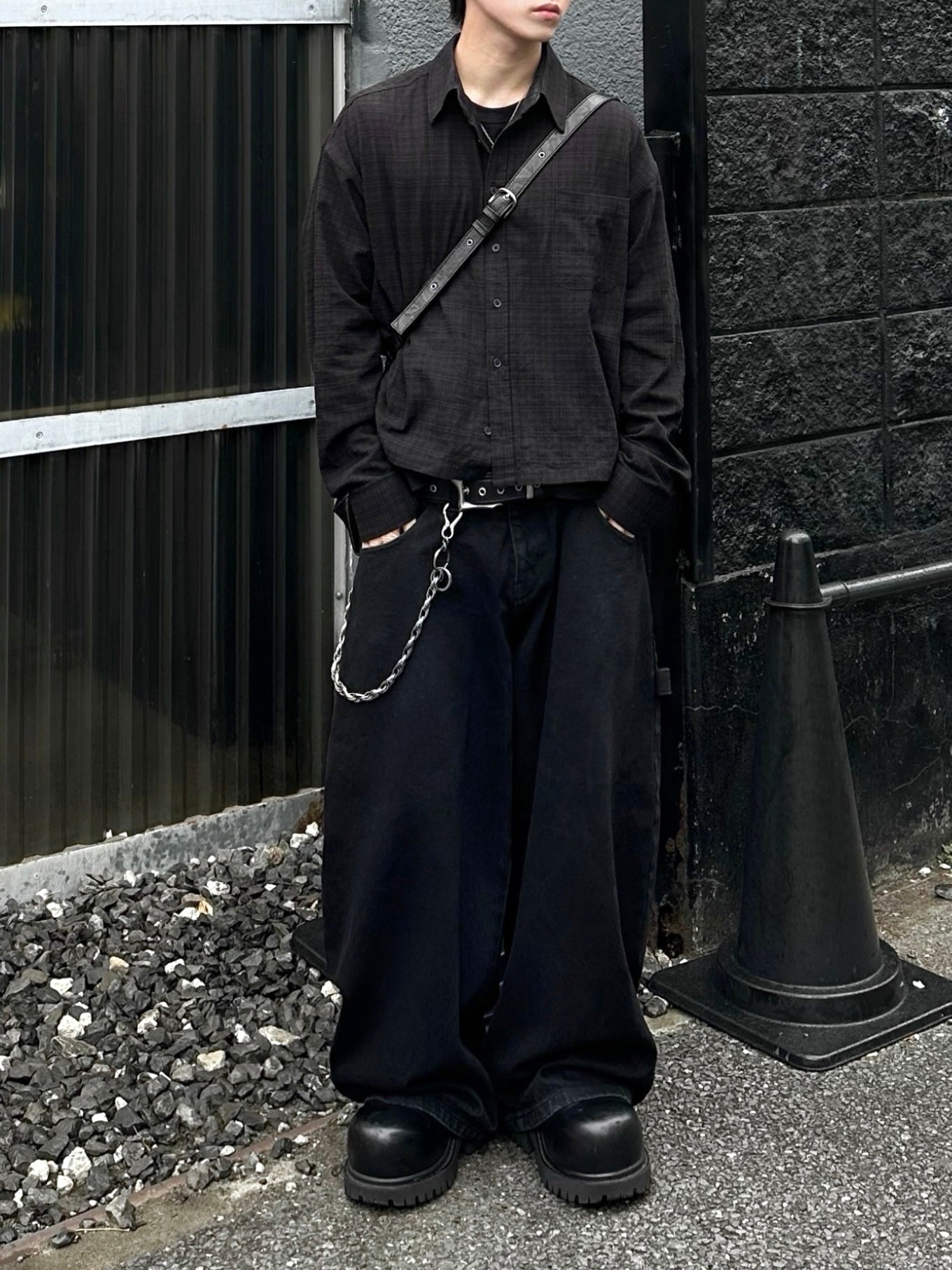 大阪店WEB限定受注制【Chikashitsu +】urban cropped check shirt 大阪店WEB限定受注制【Chikashitsu +】urban cropped check shirt