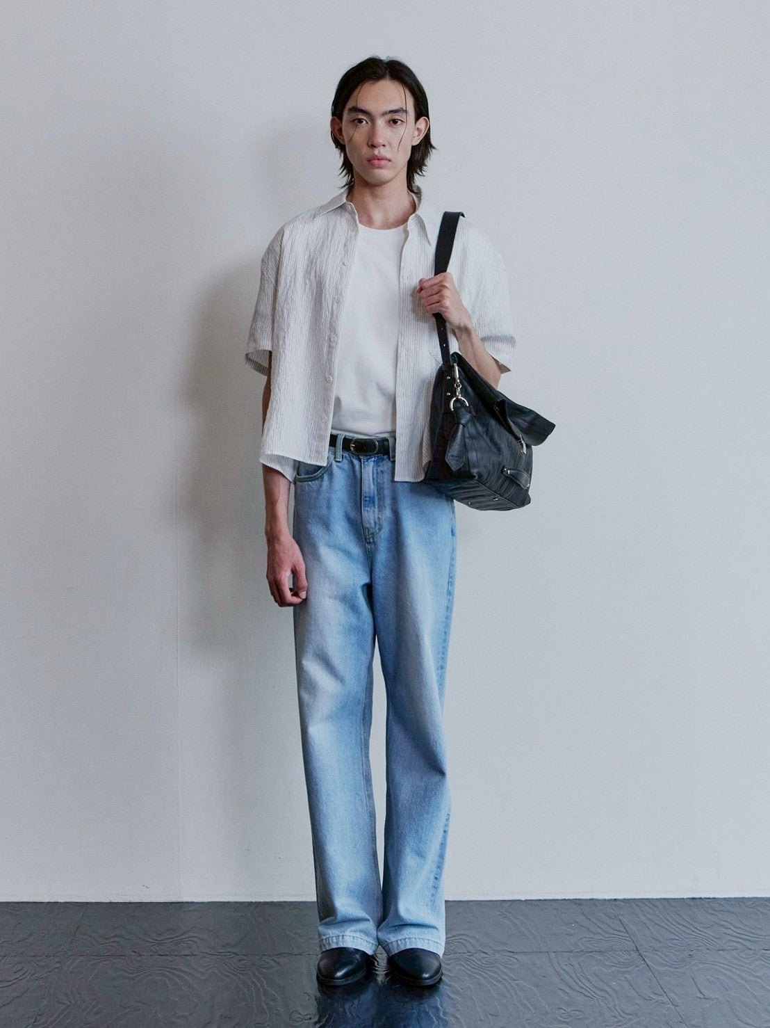 【Waviness】Sheer Origami Crop Half Shirts