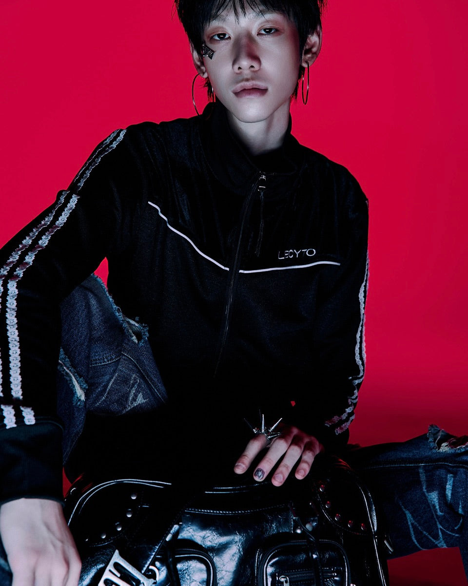 【LECYTO】Piping Line Track Zip Up Jacket