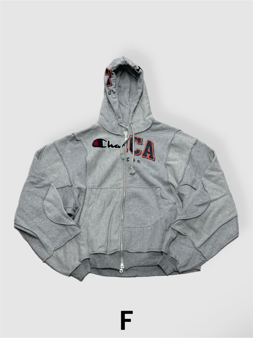 【Re +】double zip cutting switch hoodie (gray)
