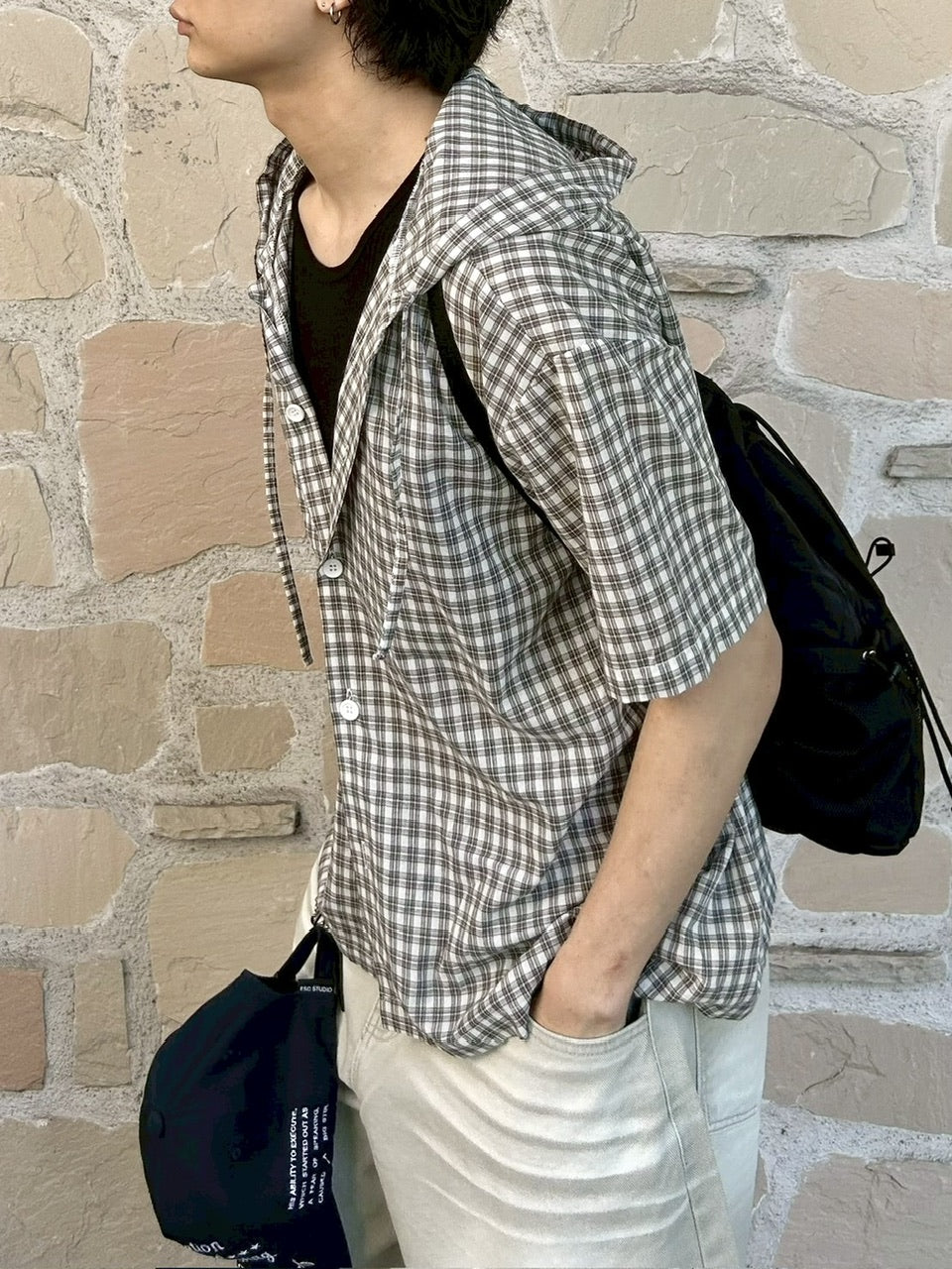 【youll】check shirt hoodie (2color)