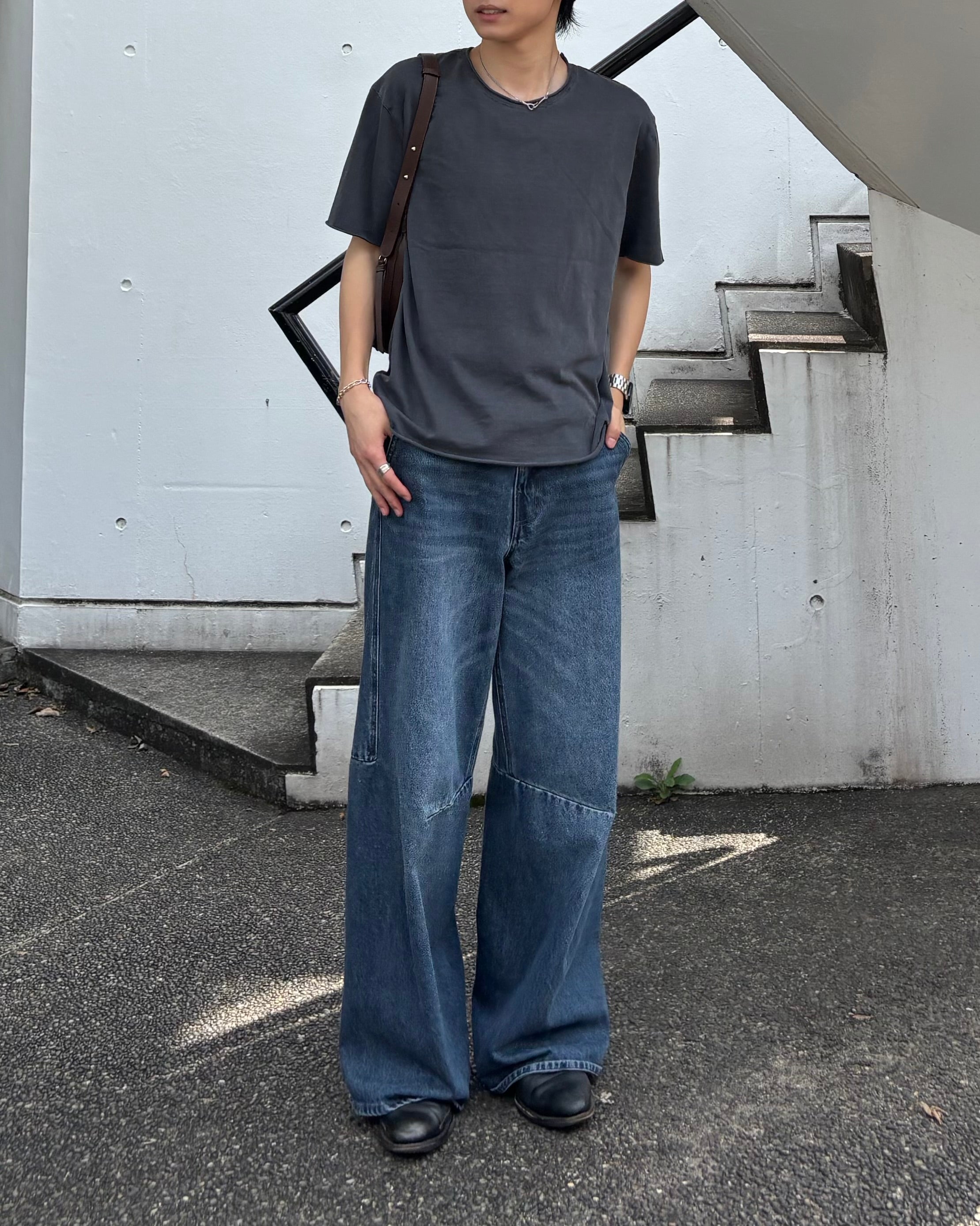 東京店WEB限定受注制【Chikashitsu +】cutting pigment tee (3color)