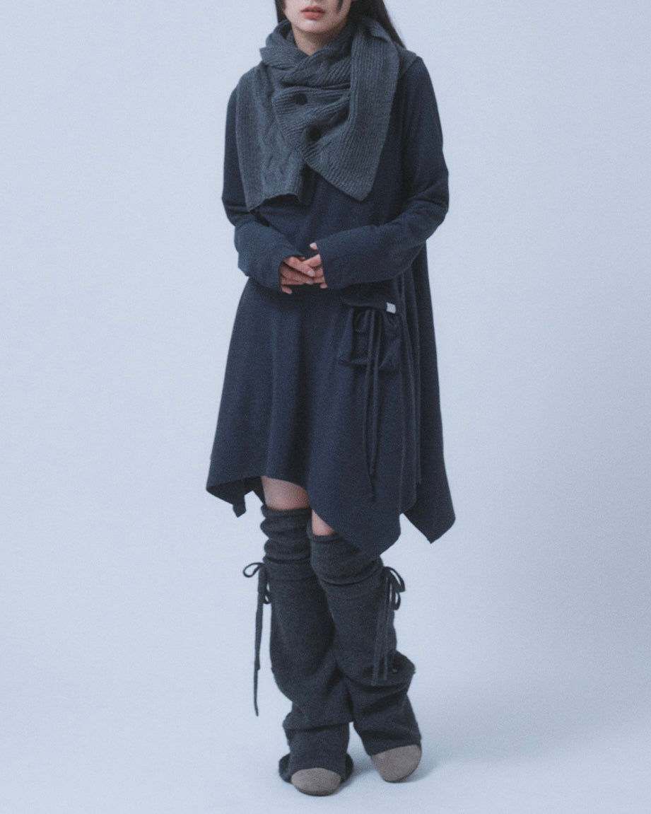 【TUOMIO】BUTTON WOOL KNIT MUFFLER