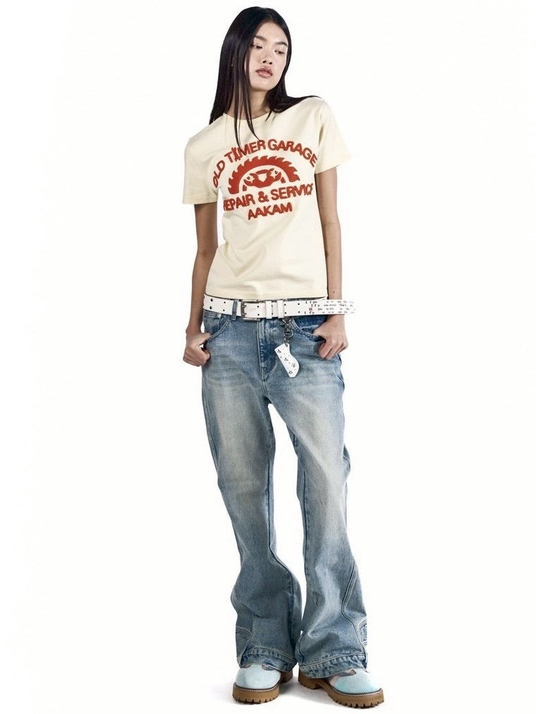 【AAKAM】Typography Leather Belt