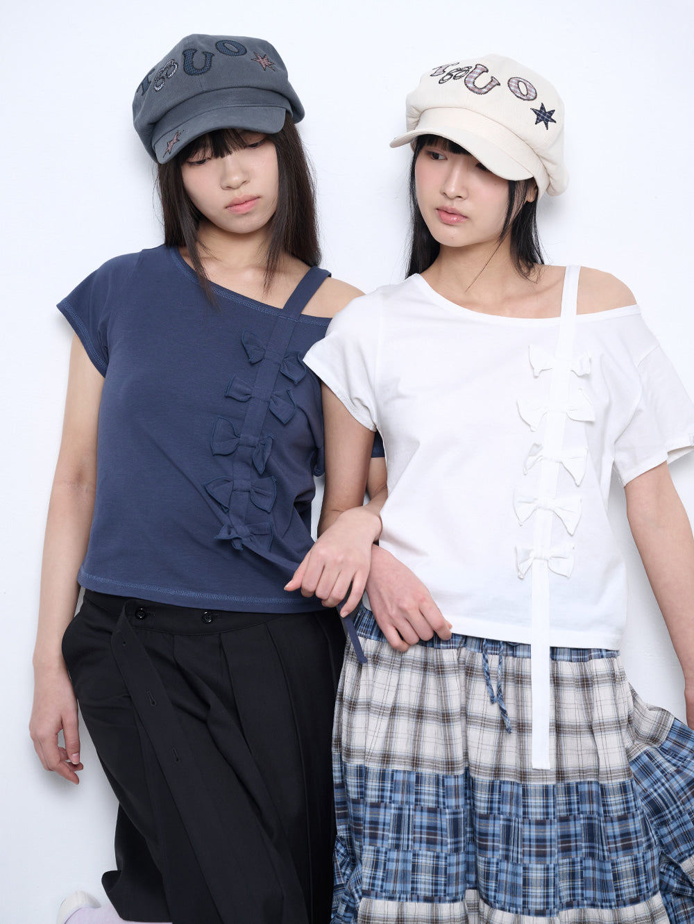 6/8 21:00発売【TUOMIO】RIBBON OFF SHOULDER T-SHIRT