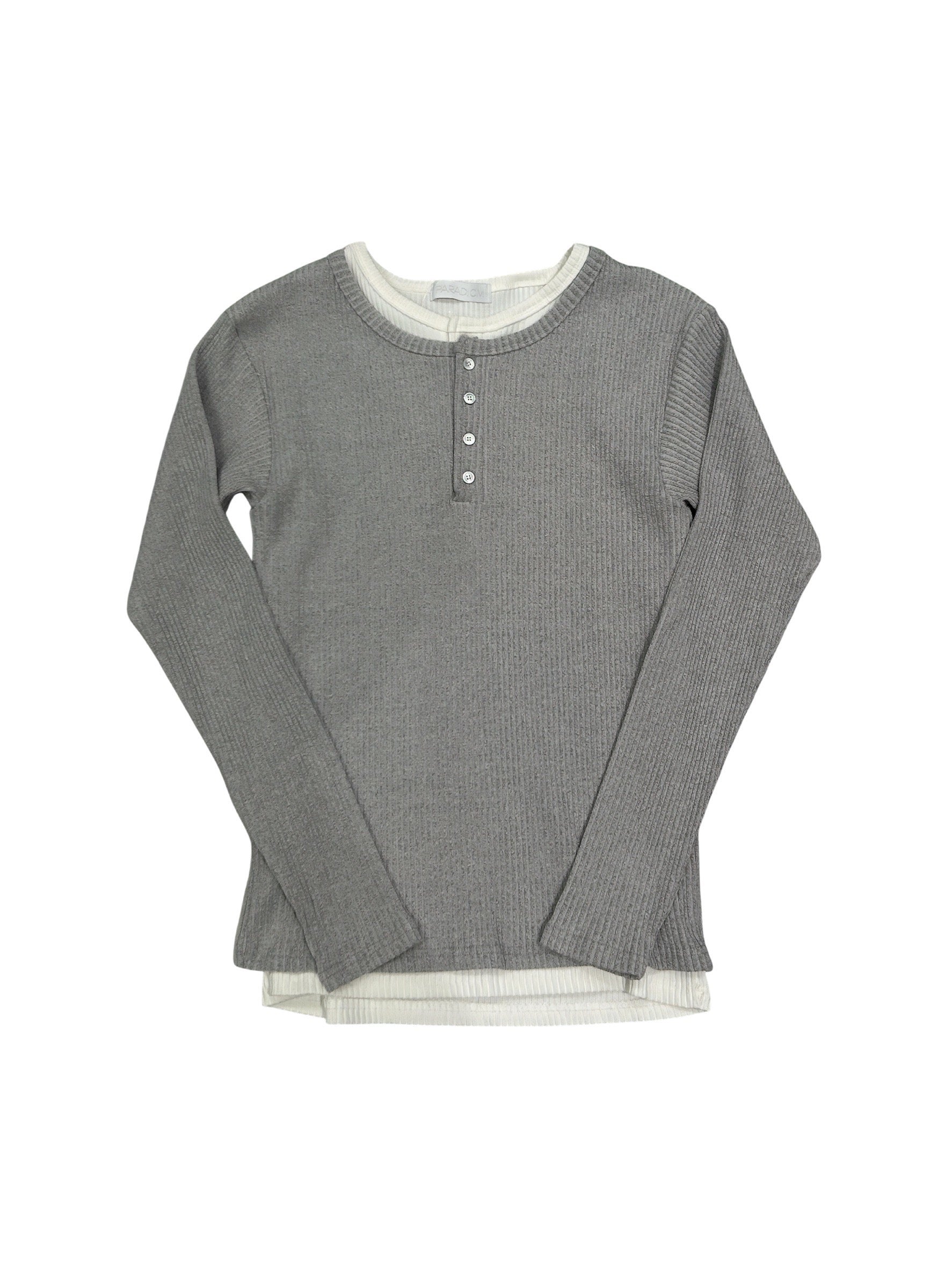 受注制【nmtc+】layered henley neck long sleeve (2color)