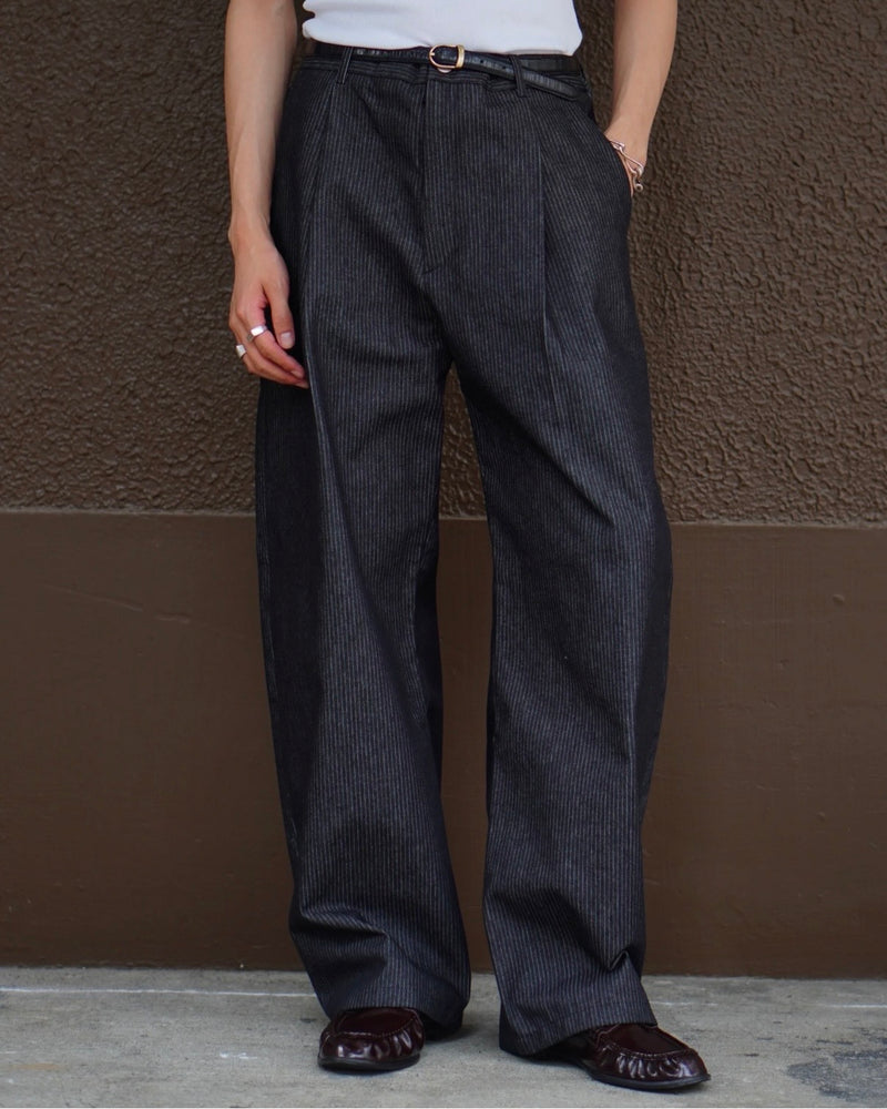 東京店WEB限定【Chikashitsu +】stripe denim pants (2color)