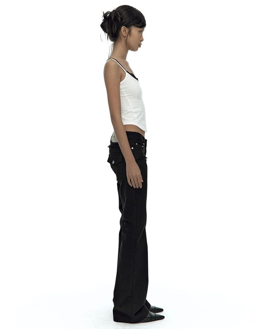 【Kashiko】Side Zipper Boots-cut Jeans