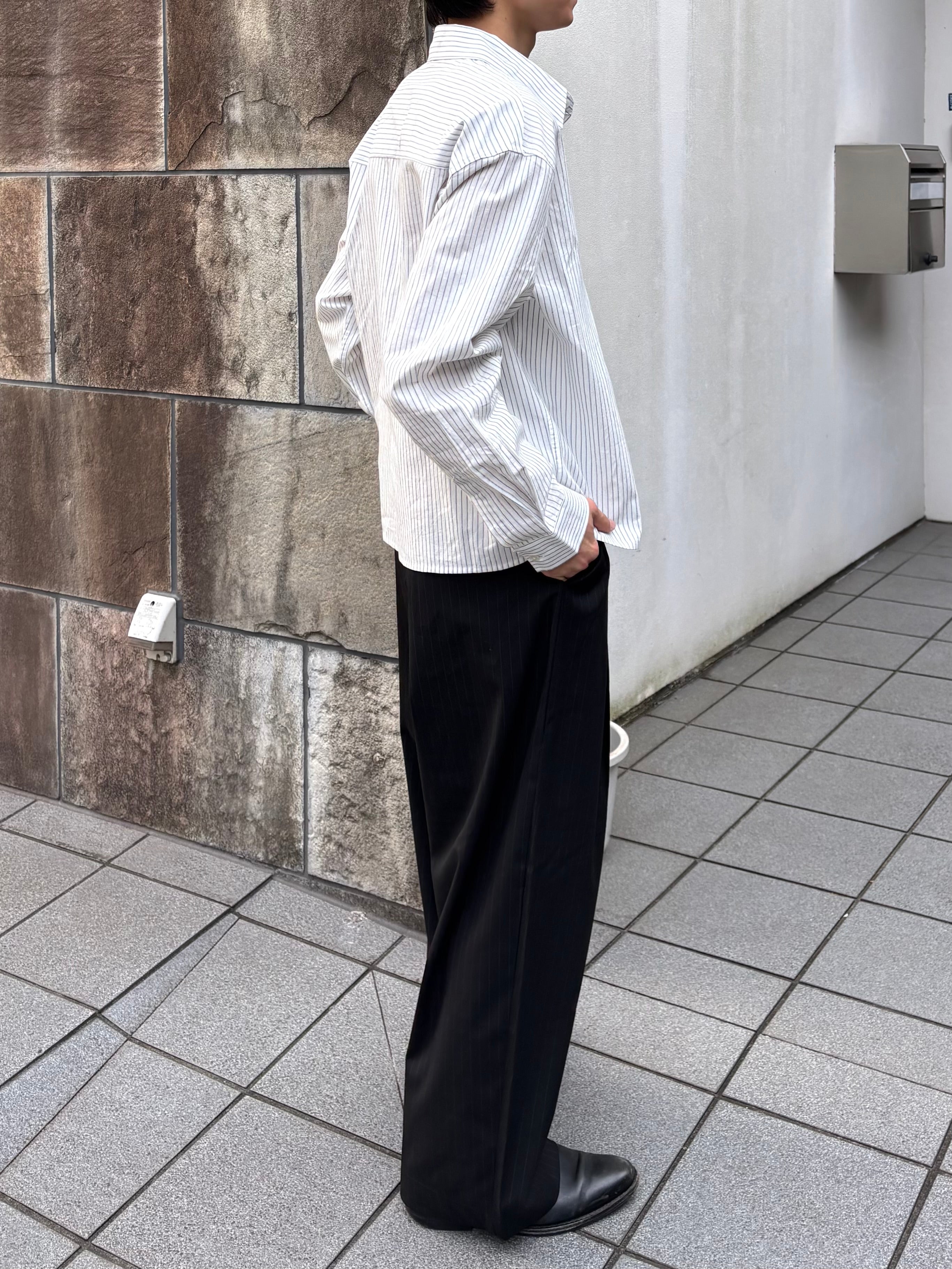 東京店WEB限定受注制【Chikashitsu +】compact stripe shirt (2color)
