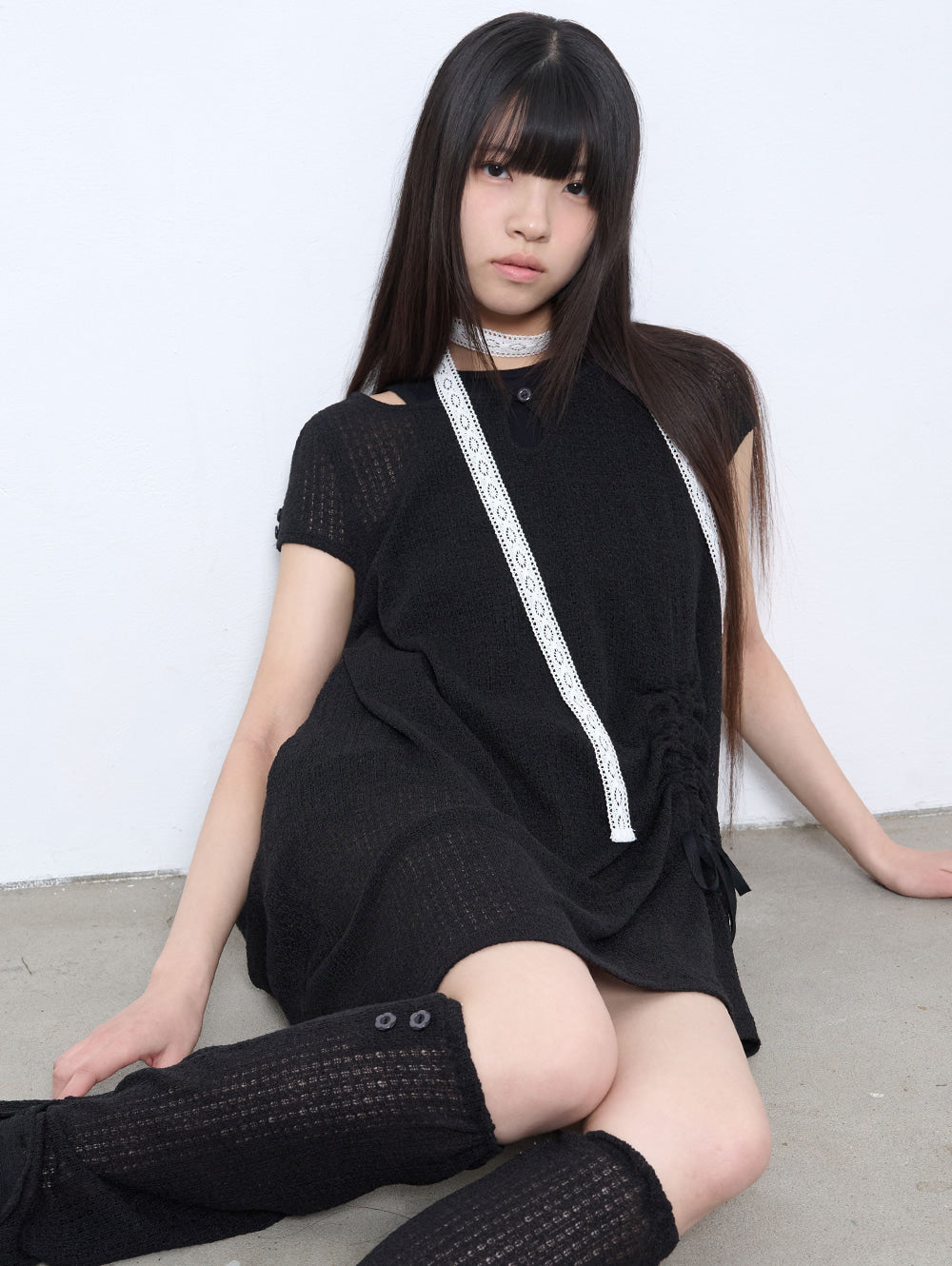 【TUOMIO】CROCHET MINI DRESS