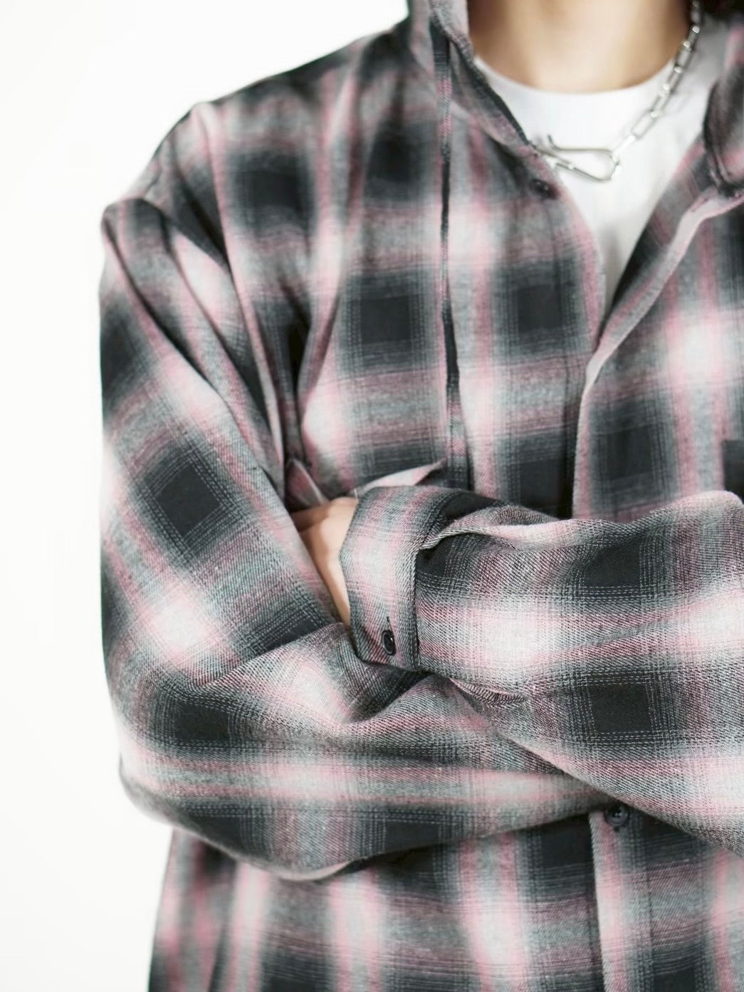 受注制【Chikashitsu +】tartan check hooded shirt (3color)