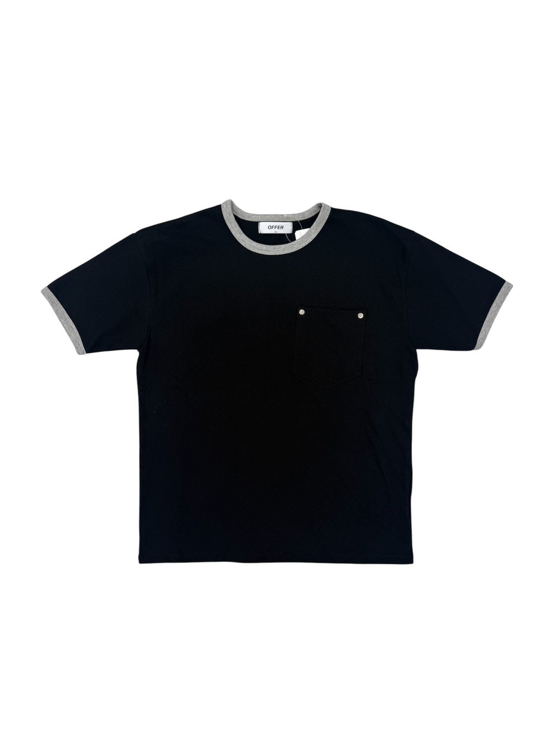 7/4 20:00発売 受注制【nmtc+】Washed Rivet Pocket Crop Slim Fit Tee (2color)